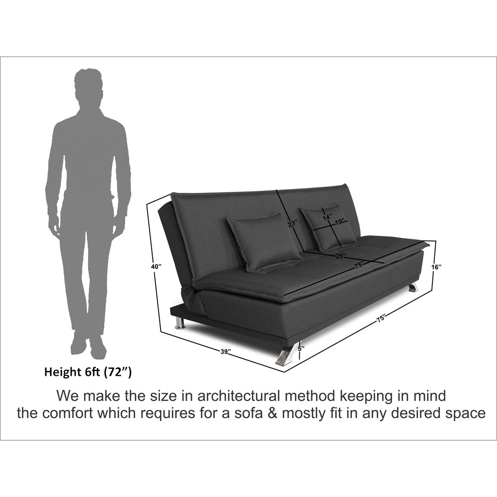 Adorn India Arden 4 Seater Sofa Cum Bed 4 x 6 (Dark Grey) (3 Year Warranty)