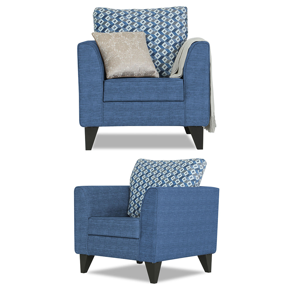 Adorn India Tornado Bricks 3+1+1 5 Seater Sofa Set with Centre Table (Blue)