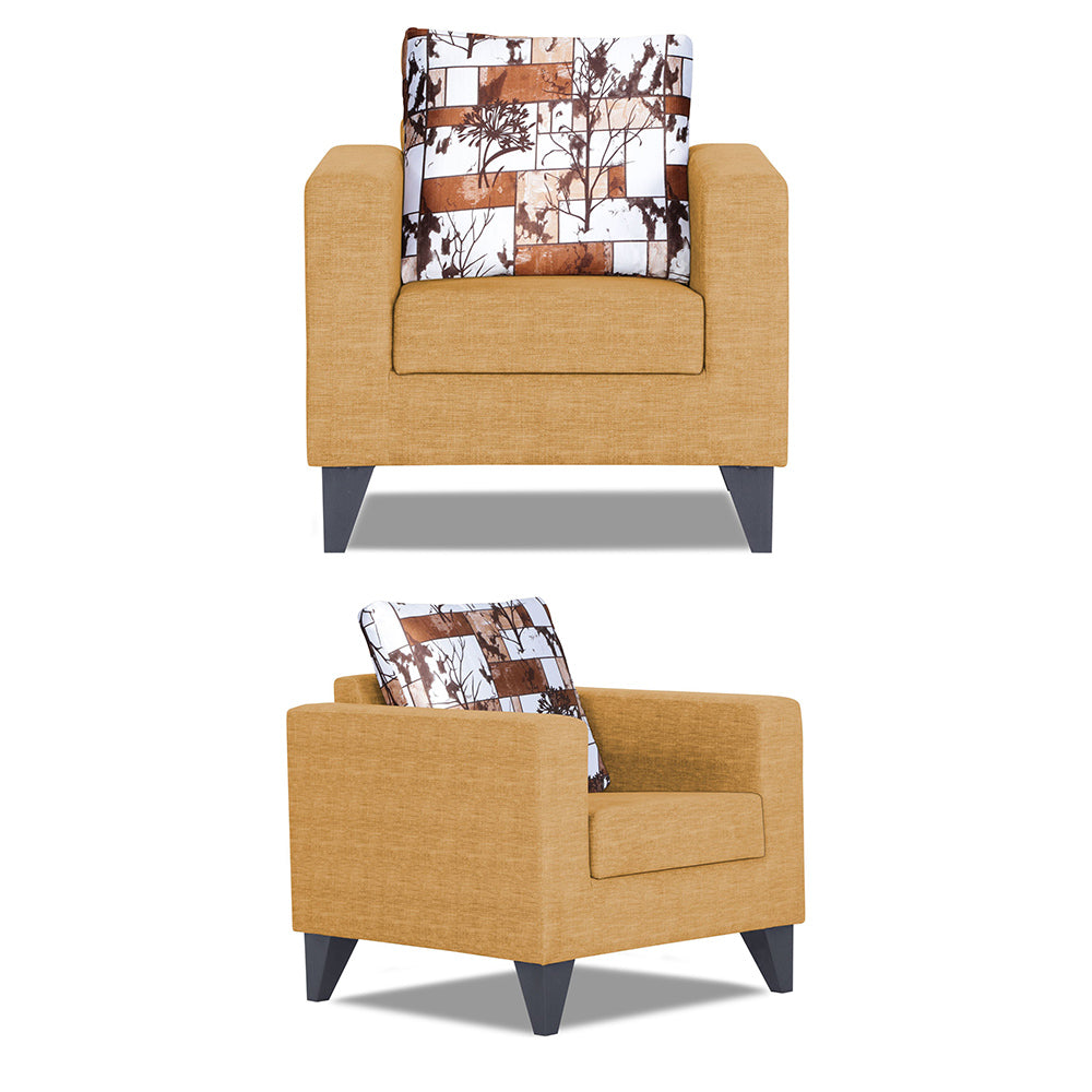 Adorn India Hallton Digitel Print Cushion 3+1+1 5 Seater Sofa Set (Beige) (3 Year Warranty)