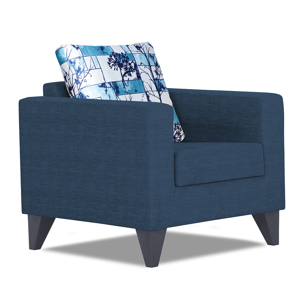 Adorn India Hallton Digitel Print 1 Seater Sofa (Blue) (3 Year Warranty)