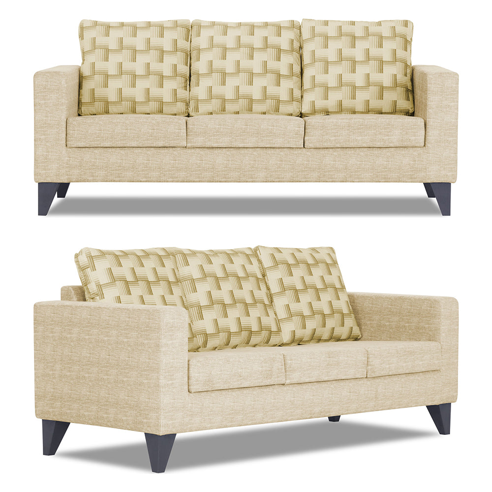 Adorn India Straight line Plus Bricks 3+1+1 5 Seater Sofa Set (Beige) (3 Year Warranty)