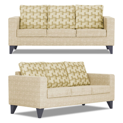 Adorn India Straight line Plus Bricks 3+1+1 5 Seater Sofa Set (Beige) (3 Year Warranty)