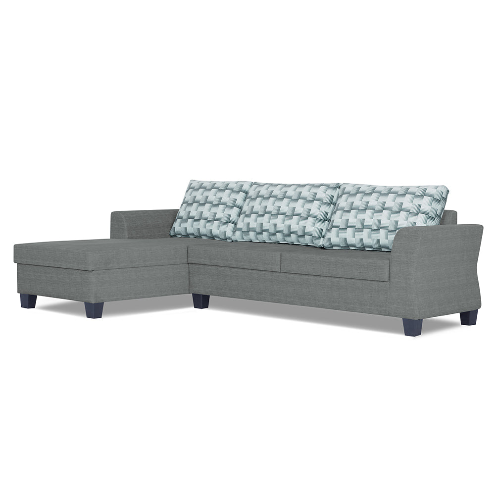 Adorn India Valencia Plus Bricks L Shape 6 Seater Sofa Set (Left Hand Side) (Grey)