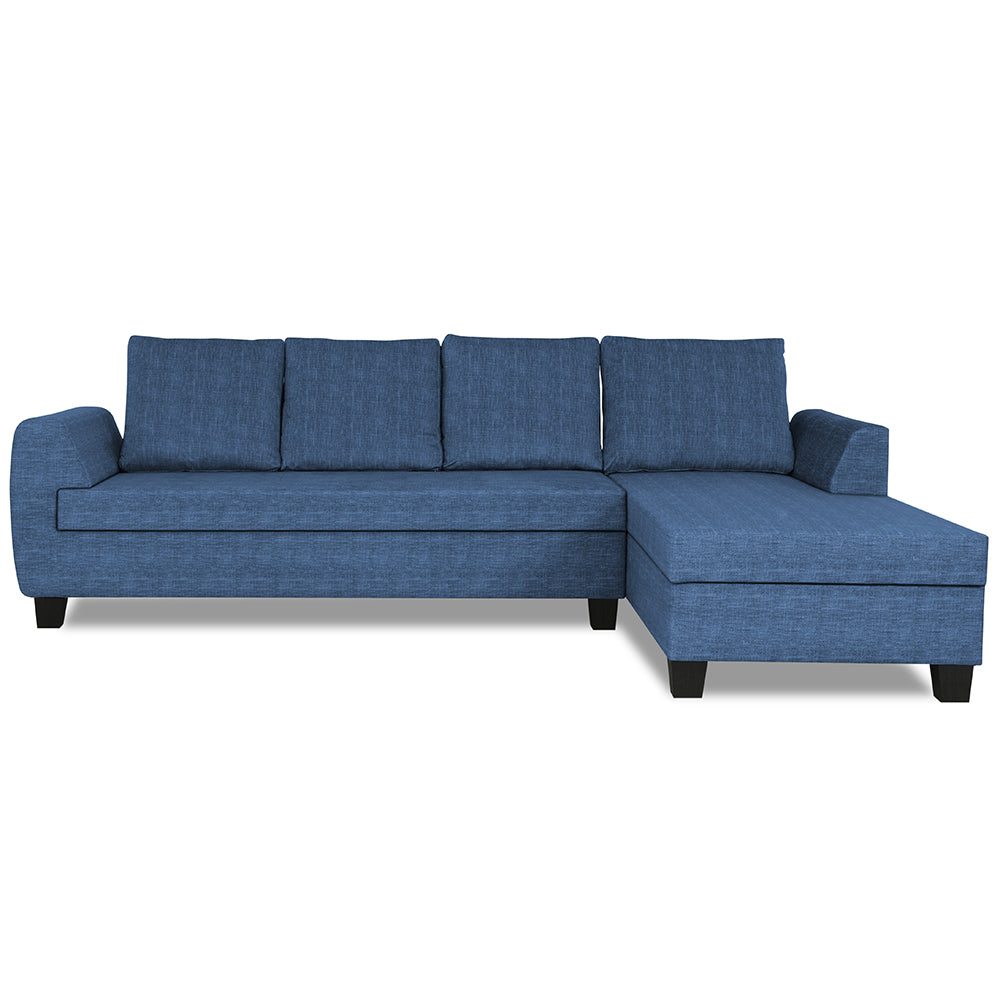 Adorn India Raiden Decent Premium L Shape 6 Seater Sofa Set with Center Table (Right Hand Side) (Blue) (3 Year Warranty)