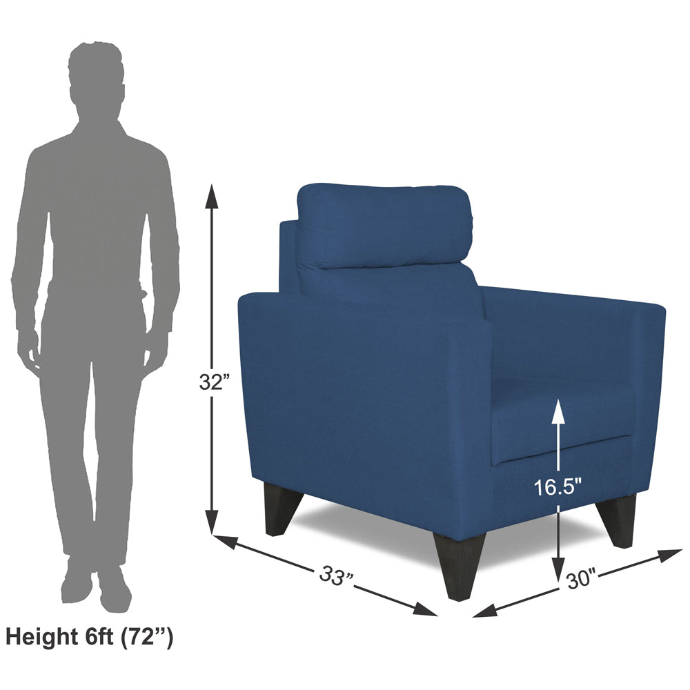 Adorn India Cardello 1 Seater Sofa (Blue) (3 Year Warranty)