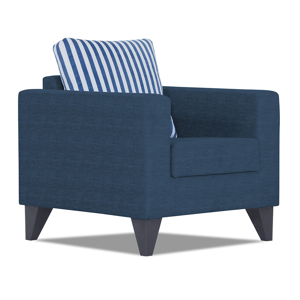 Adorn India Straight Line Plus Stripes 1 Seater Sofa (Blue) (3 Year Warranty)