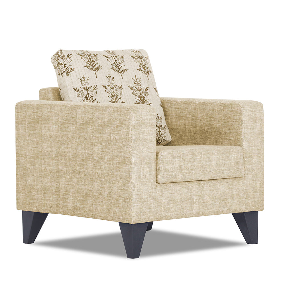 Adorn India Straight line Plus Leaf 1 Seater Sofa (Beige) (3 Year Warranty)