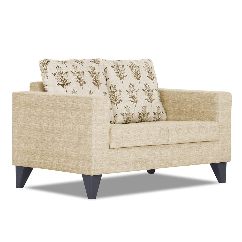 Adorn India Straight line Plus Leaf 2 Seater Sofa (Beige) (3 Year Warranty)