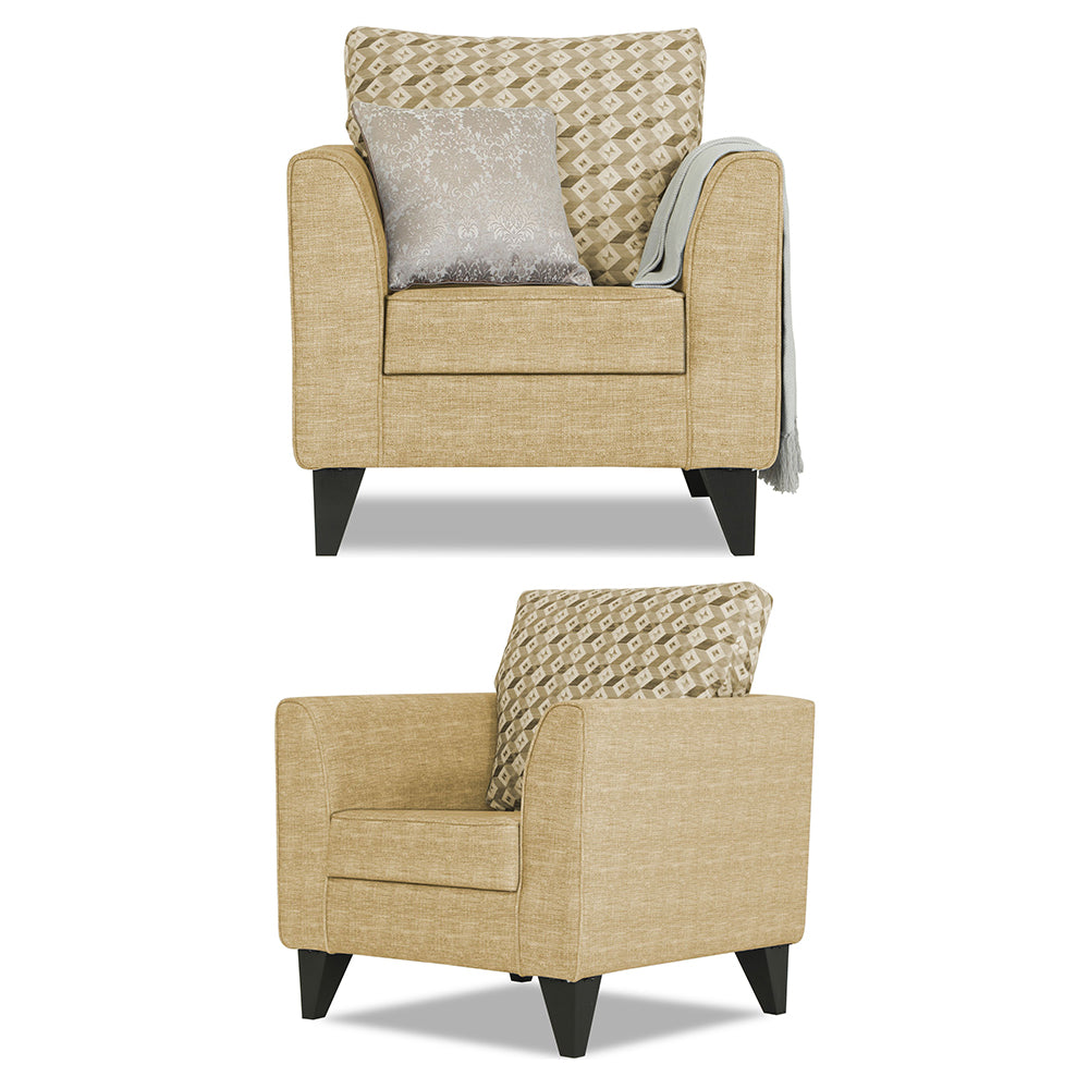 Adorn India Tornado Bricks 3+1+1 5 Seater Sofa Set with Centre Table (Beige)
