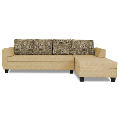 Adorn India Raiden Crafty L Shape 6 Seater Sofa Set with Center Table (Right Hand Side) (Beige) (3 Year Warranty)