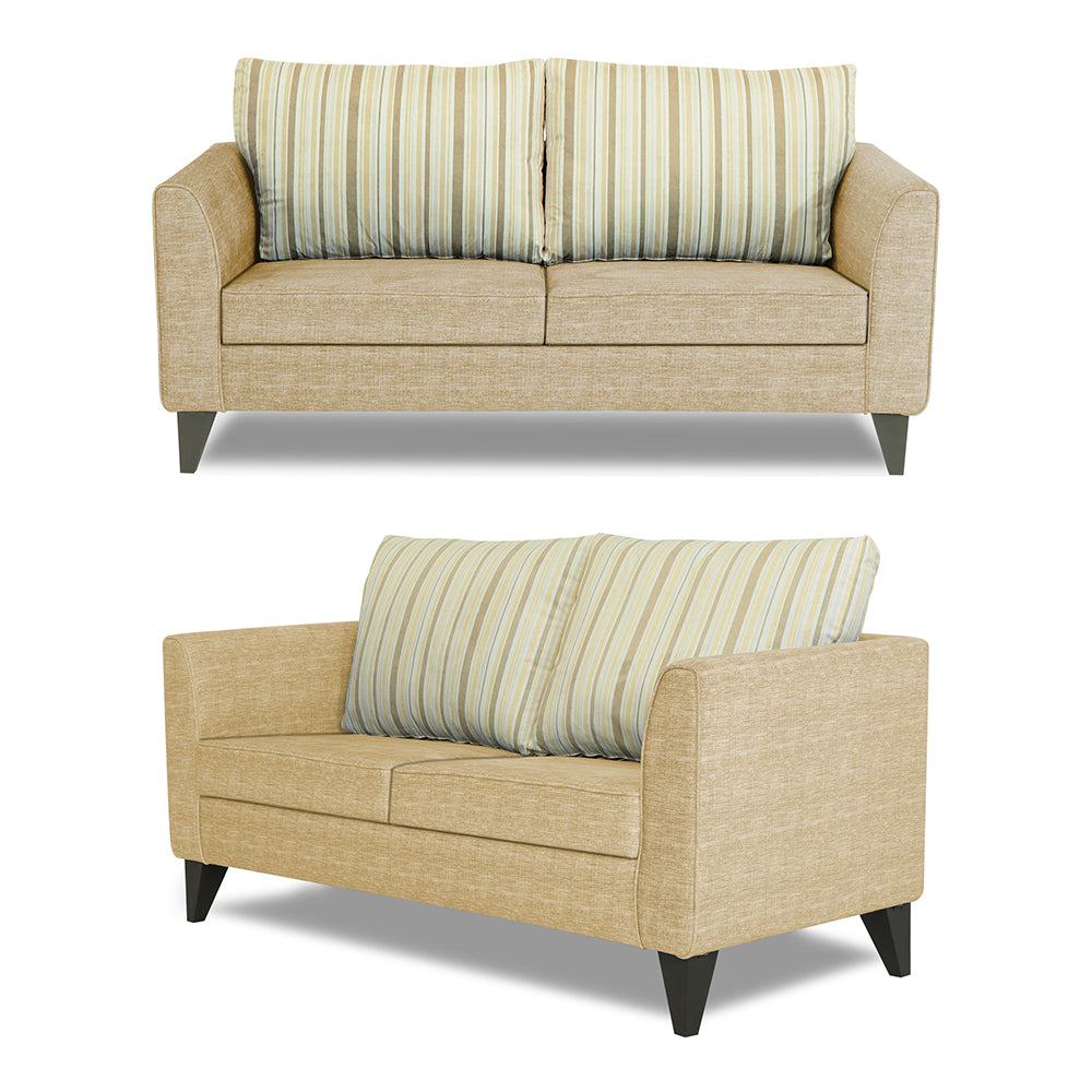 Adorn India Lawson Stripes 3+2+1 6 Seater Sofa Set with Centre Table (Beige)