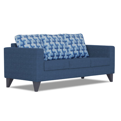 Adorn India Straight line Plus Bricks 3 Seater Sofa (Blue) (3 Year Warranty)