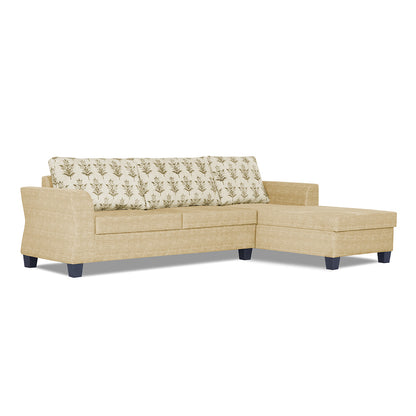 Adorn India Valencia Plus L Shape 6 Seater Sofa Set Leaf (Right Hand Side) (Beige)