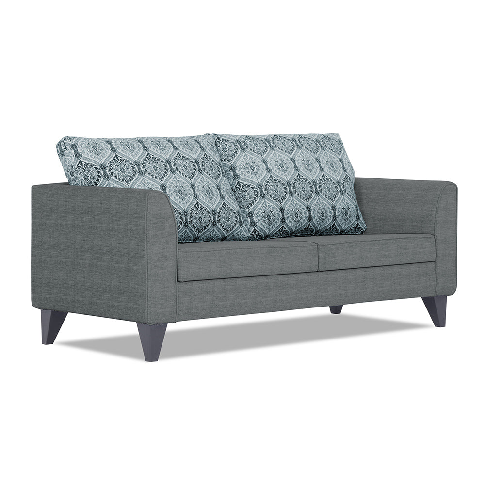 Adorn India Cortina Damask 3 Seater Sofa (Grey)