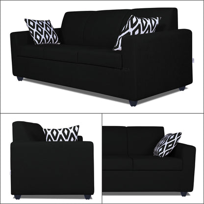 Adorn India Monteno Six Seater 3+2+1 Sofa Set (Black) (3 Year Warranty)