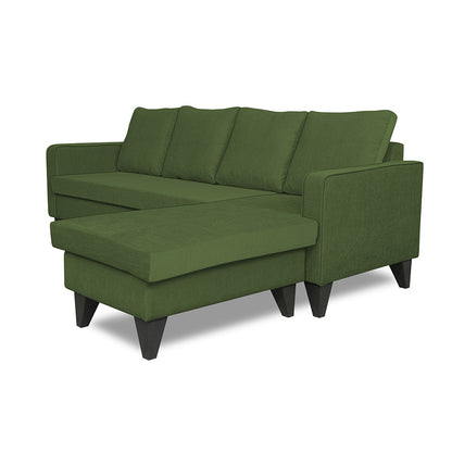 Adorn India Chandler Plain L Shape 5 Seater Sofa Set RHS (Green) (3 Year Warranty)