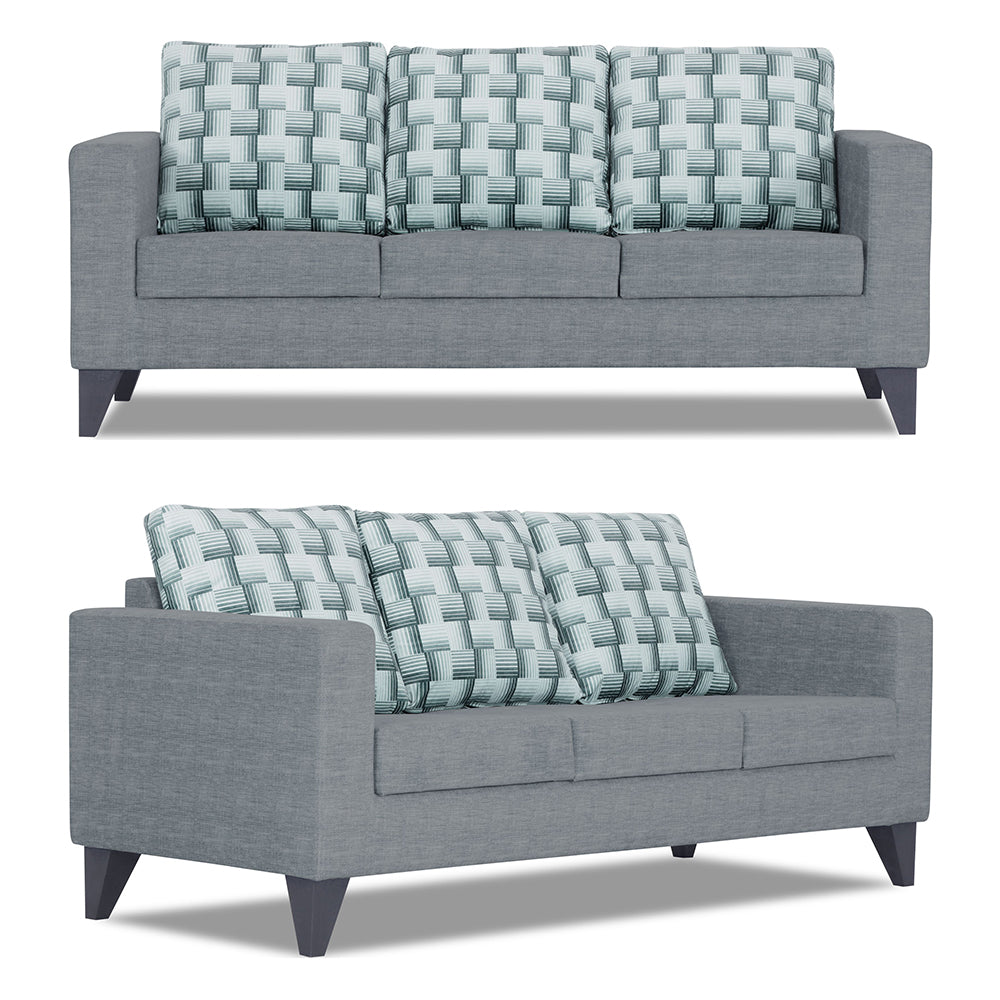 Adorn India Straight line Plus Bricks 3+1+1 5 Seater Sofa Set (Grey) (3 Year Warranty)