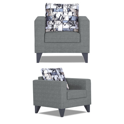 Adorn India Hallton Digital Print Cushion 3-1-1 Five Seater Sofa Set (Grey) (3 Year Warranty)