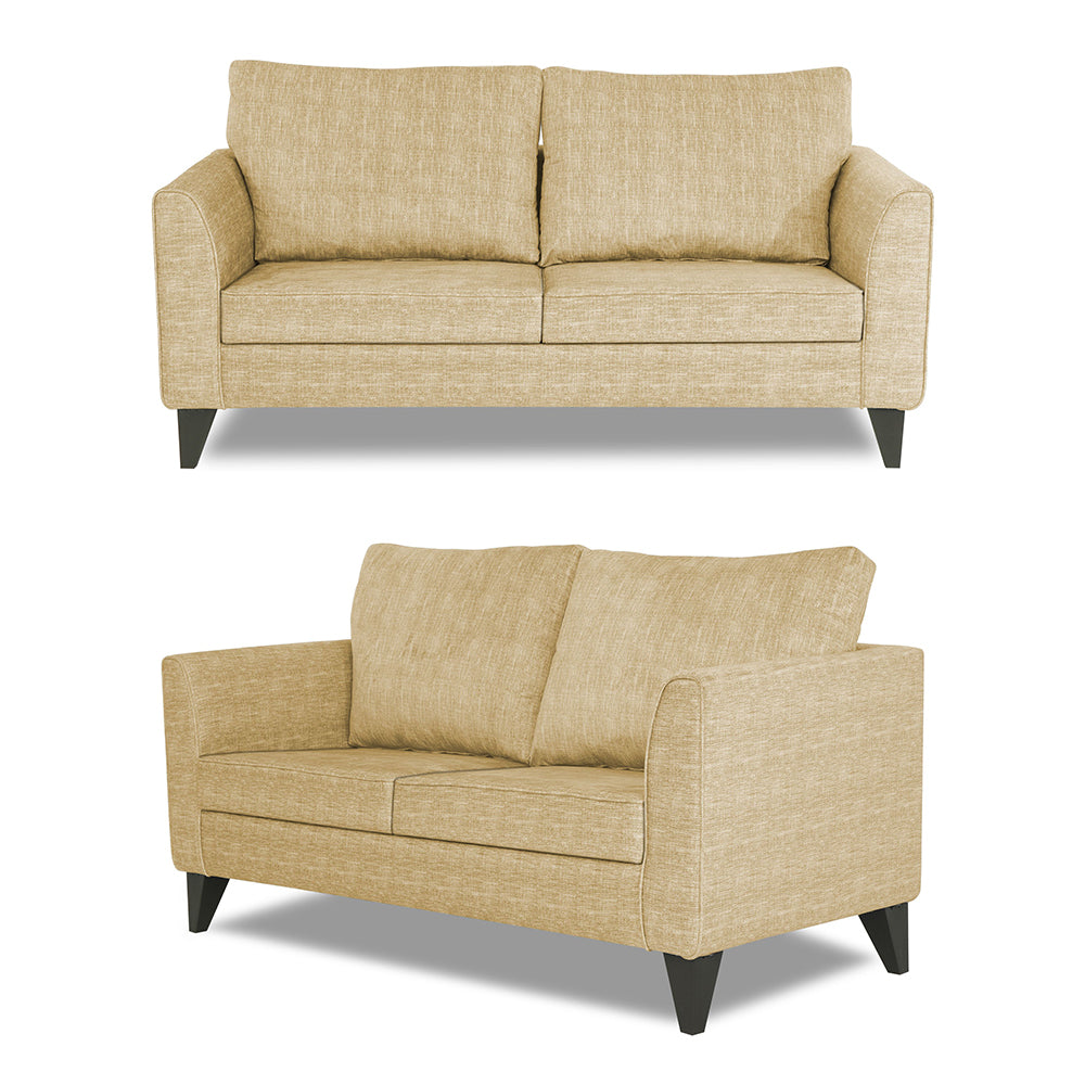 Adorn India Enzo Decent 3+2 5 Seater Sofa Set with Centre Table (Beige)