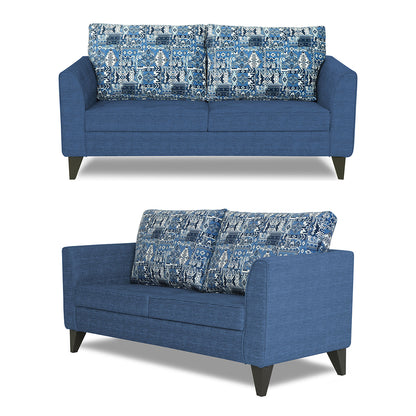 Adorn India Sheldon Crafty 3+2 5 Seater Sofa Set with Centre Table (Blue)