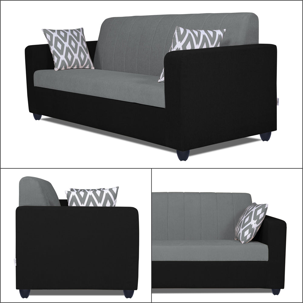 Adorn India Rio Highback 3+2 5 Seater Sofa Set (Grey & Black) (3 Year Warranty)