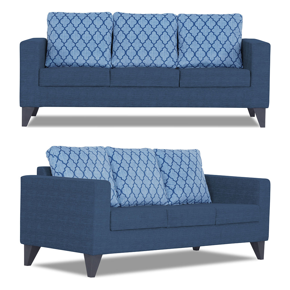 Adorn India Straight line Plus Blossom 3+2+1 6 Seater Sofa Set (Blue) (3 Year Warranty)