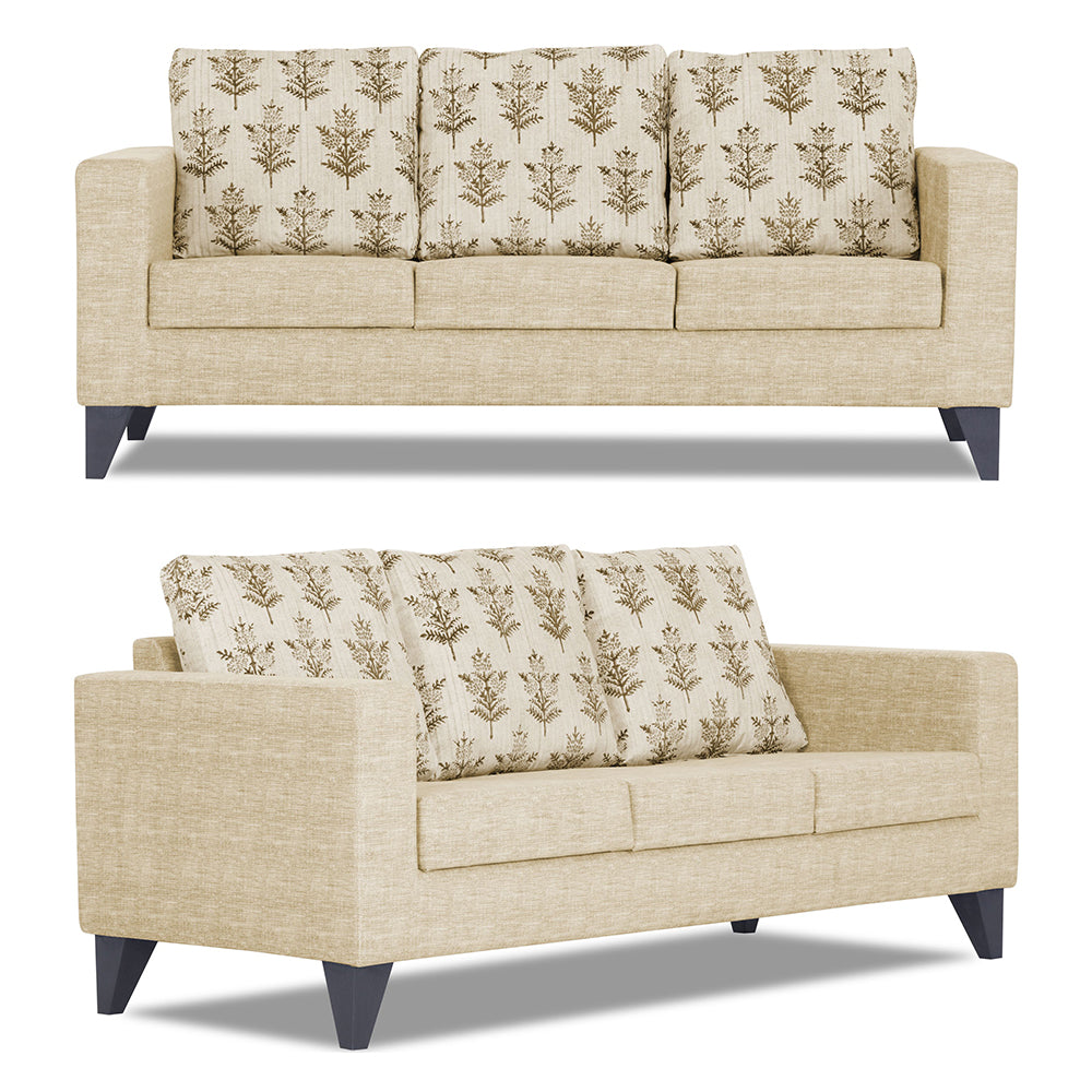 Adorn India Straight line Plus Leaf 3+2+1 6 Seater Sofa Set (Beige) (3 Year Warranty)