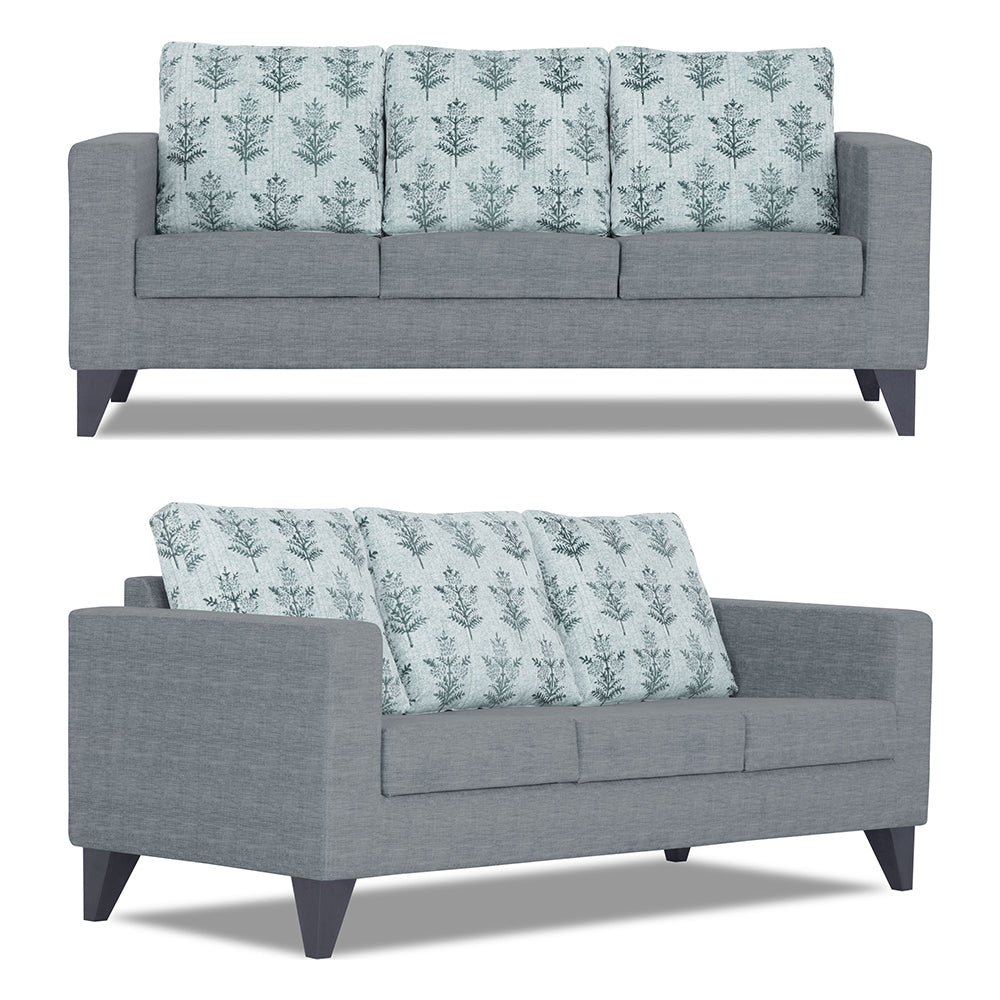 Adorn India Straight line Plus Leaf 3+1+1 5 Seater Sofa Set (Grey) (3 Year Warranty)