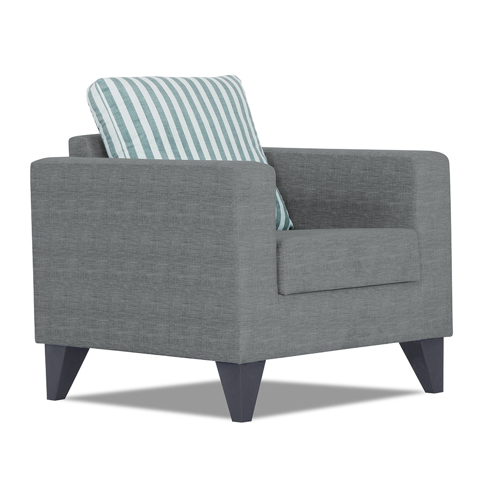 Adorn India Straight Line Plus Stripes 1 Seater Sofa (Grey) (3 Year Warranty)