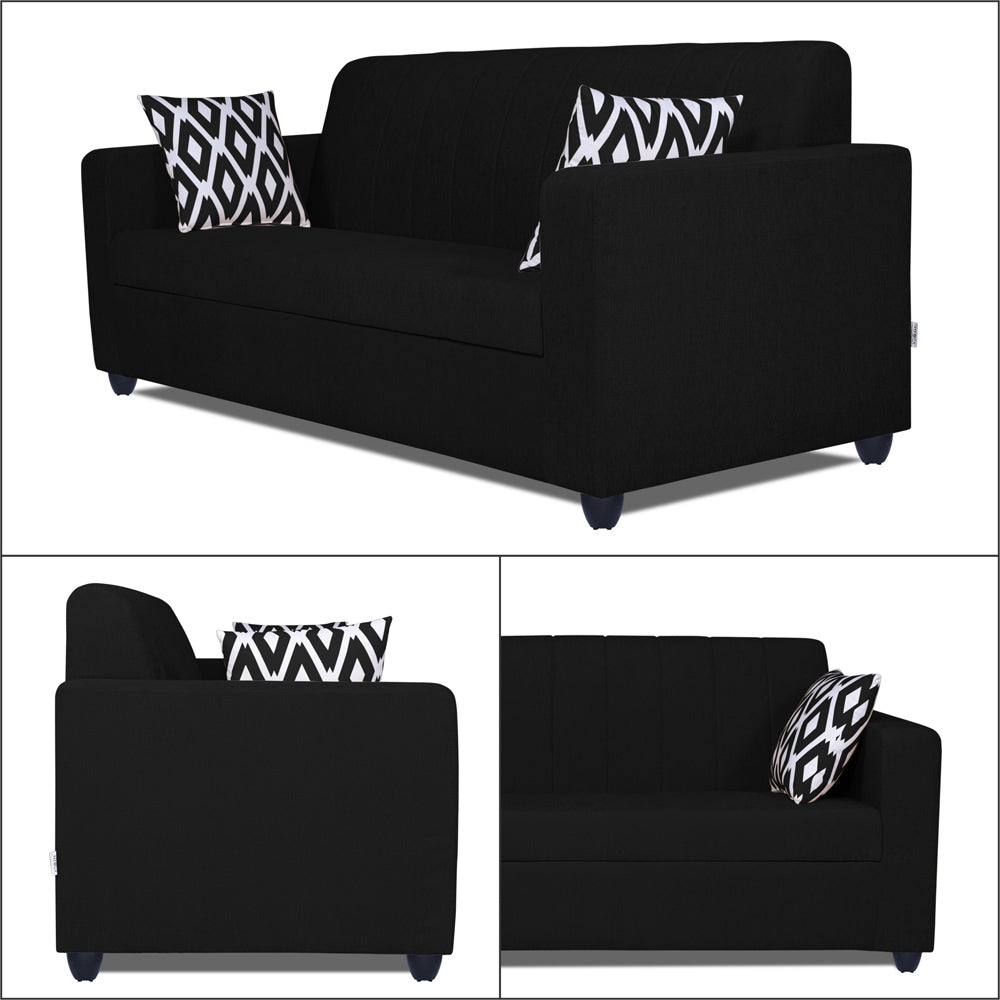 Adorn India Rio Highback 3+2 5 Seater Sofa Set (Black) (3 Year Warranty)