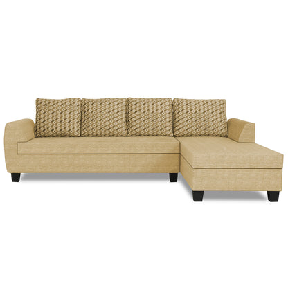 Adorn India Raiden Bricks Premium L Shape 6 Seater Sofa Set with Center Table (Right Hand Side) (Beige) (3 Year Warranty)