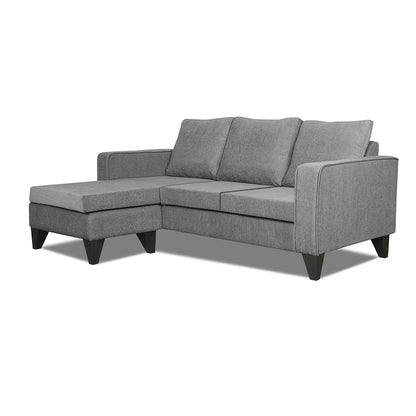 Adorn India Chandler L Shape 4 Seater Sofa Set Plain (Grey)