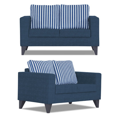 Adorn India Straight Line Plus Stripes 3+2 5 Seater Sofa Set (Blue) (3 Year Warranty)