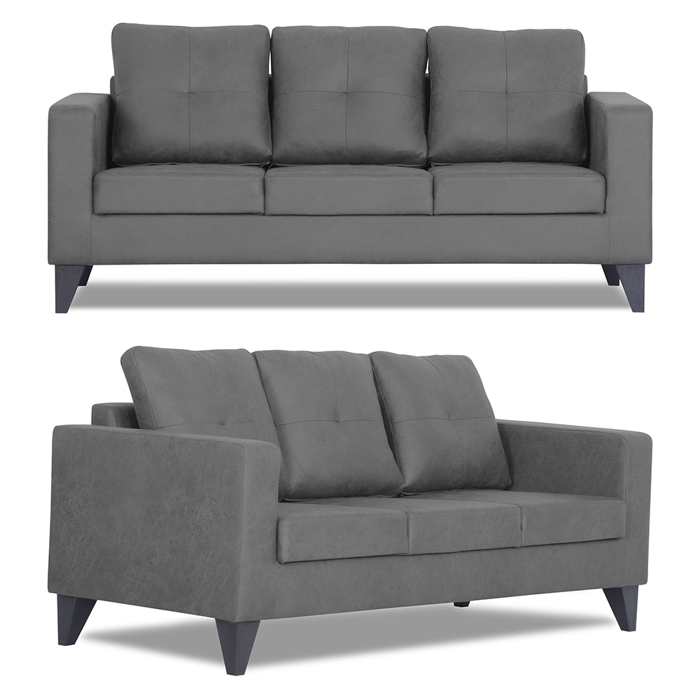 Adorn India Straight line Plus Premium Leatherette Suede 3+2 5 Seater Sofa Set (Grey) (3 Year Warranty)