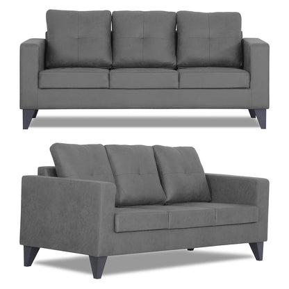 Adorn India Straight line Plus Premium Leatherette Suede 3+2 5 Seater Sofa Set (Grey) (3 Year Warranty)