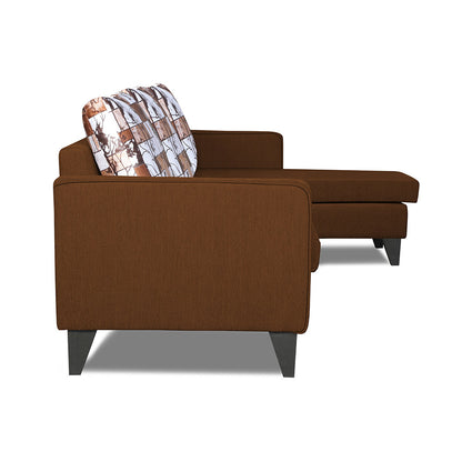 Adorn India Hallton L Shape 4 Seater Sofa Set Digital Print (Brown) (3 Year Warranty)