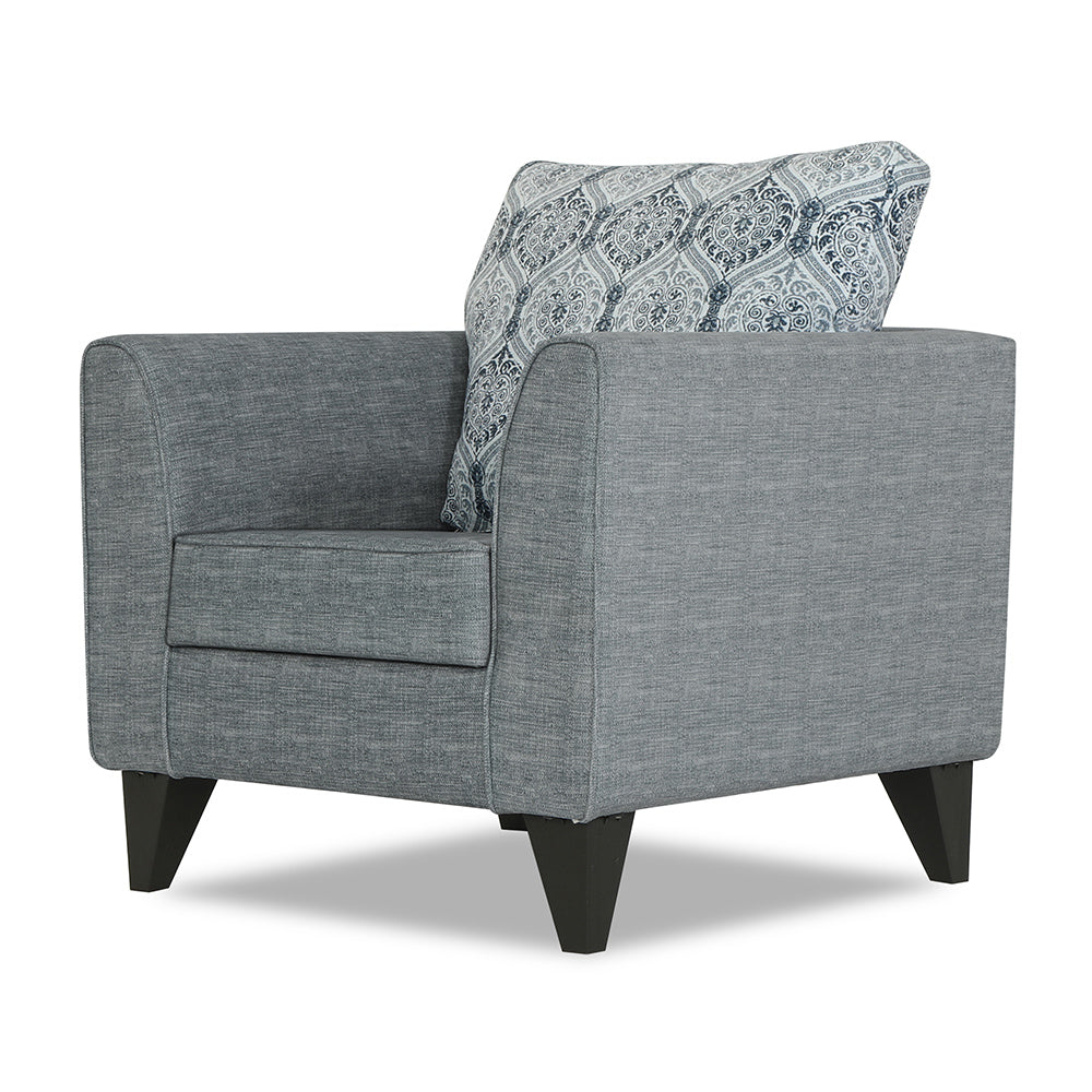 Adorn India Cortina Damask 1 Seater Sofa (Grey)