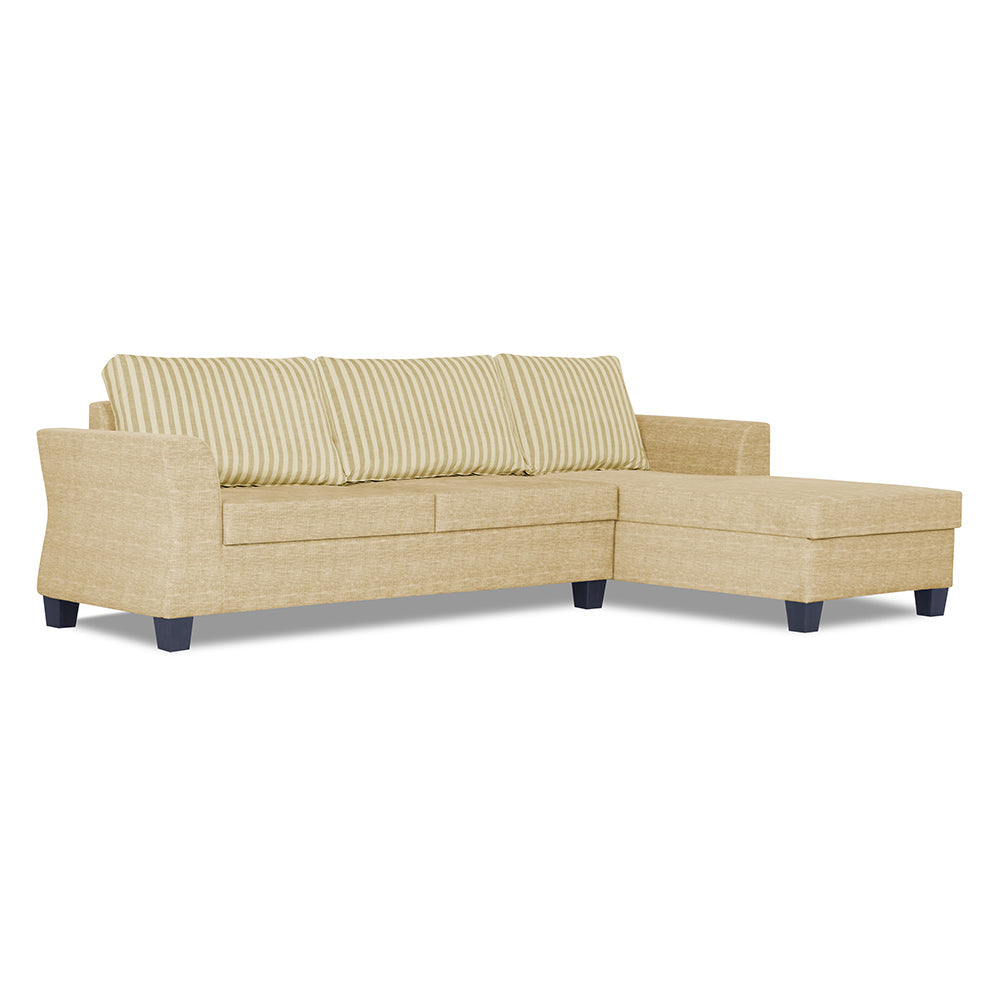 Adorn India Valencia Plus L Shape 6 Seater Sofa Set Stripes (Right Hand Side) (Blue)