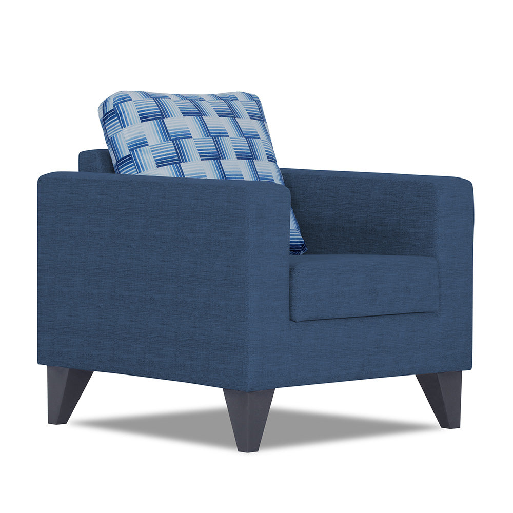 Adorn India Straight line Plus Bricks 1 Seater Sofa (Blue) (3 Year Warranty)