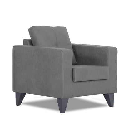 Adorn India Straight line Plus Premium Leatherette Suede 1 Seater Sofa (Grey) (3 Year Warranty)