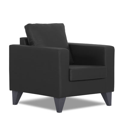 Adorn India Straight line Plus Leatherette 1 Seater Sofa (Black) (3 Year Warranty)