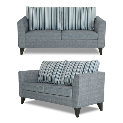 Adorn India Lawson Stripes 3+2+1 6 Seater Sofa Set with Centre Table (Grey)