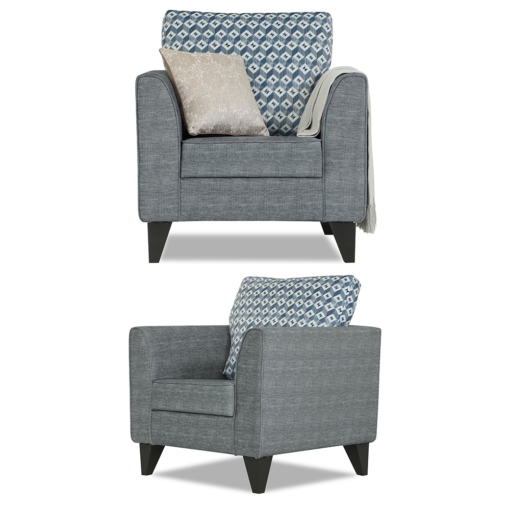 Adorn India Tornado Bricks 3+1+1 5 Seater Sofa Set with Centre Table (Grey)