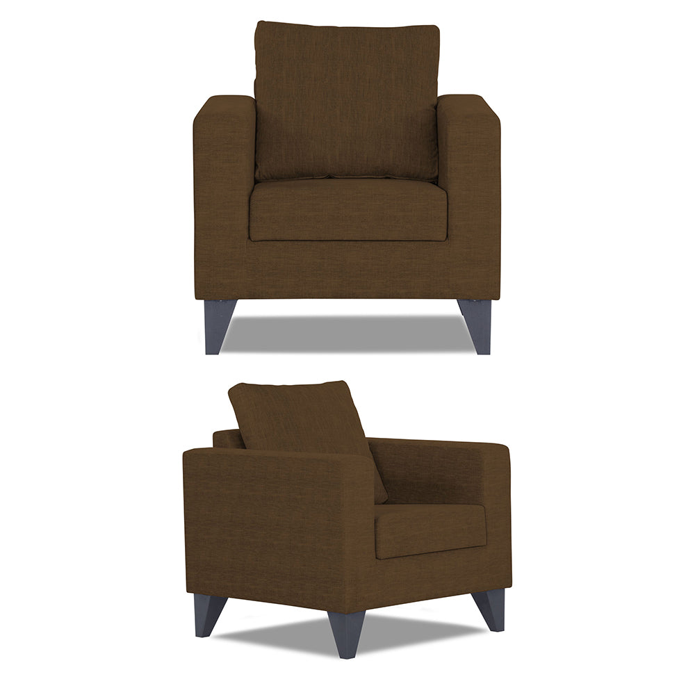 Adorn India Hallton Plain 3+1+1 5 Seater Sofa Set (Brown) (3 Year Warranty)