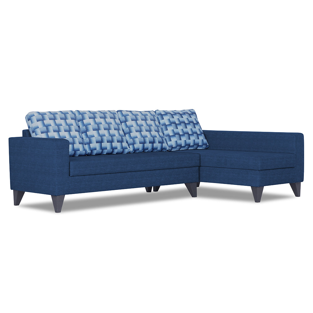 Adorn India Beetle Plus Bricks L Shape 6 Seater Sofa Set (Right Hand Side) (Blue) (3 Year Warranty)