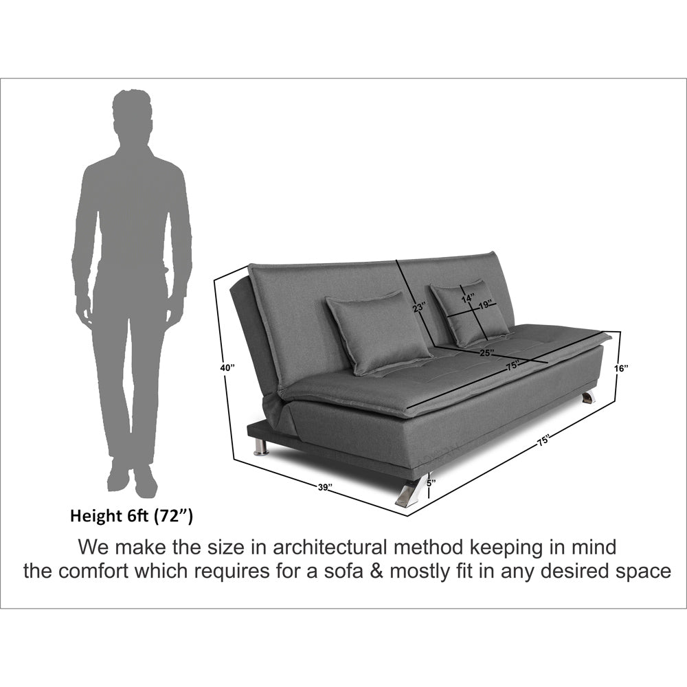 Adorn India Arden 4 Seater Sofa Cum Bed 4 x 6 (Light Grey) (3 Year Warranty)