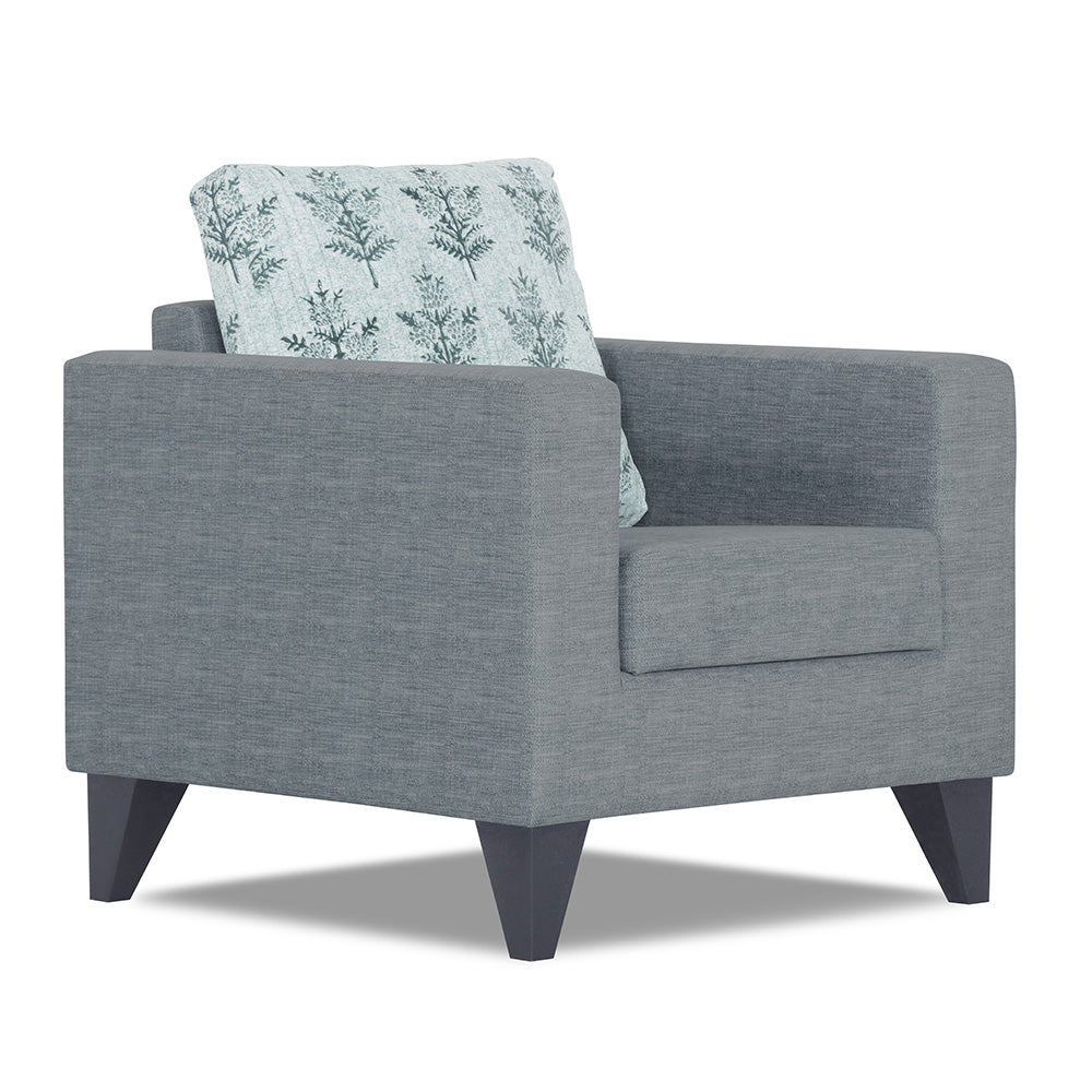Adorn India Straight line Plus Leaf 1 Seater Sofa (Grey) (3 Year Warranty)