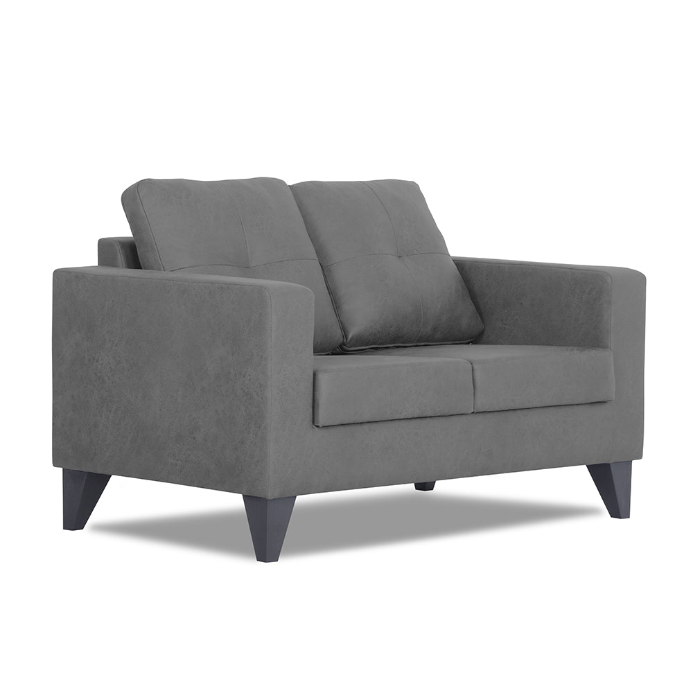 Adorn India Straight line Plus Premium Leatherette Suede 2 Seater Sofa (Grey) (3 Year Warranty)