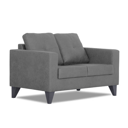 Adorn India Straight line Plus Premium Leatherette Suede 2 Seater Sofa (Grey) (3 Year Warranty)