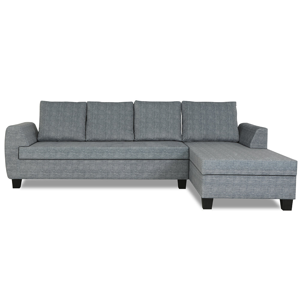 Adorn India Raiden Decent Premium L Shape 6 Seater Sofa Set with Center Table (Right Hand Side) (Grey) (3 Year Warranty)